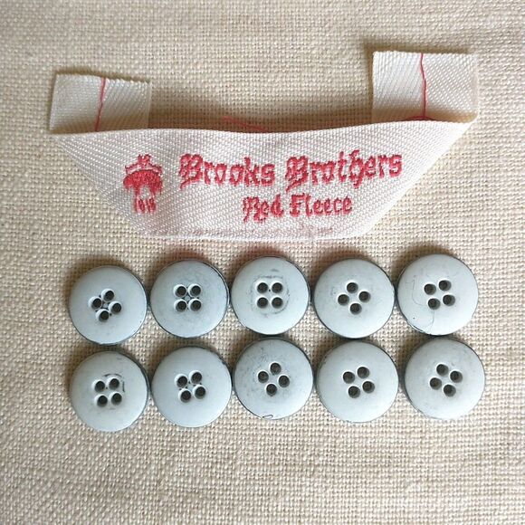 Brooks Brothers 1818 Replacement Buttons Metal Round 4 Holes White Spellout Logo - Picture 3 of 5